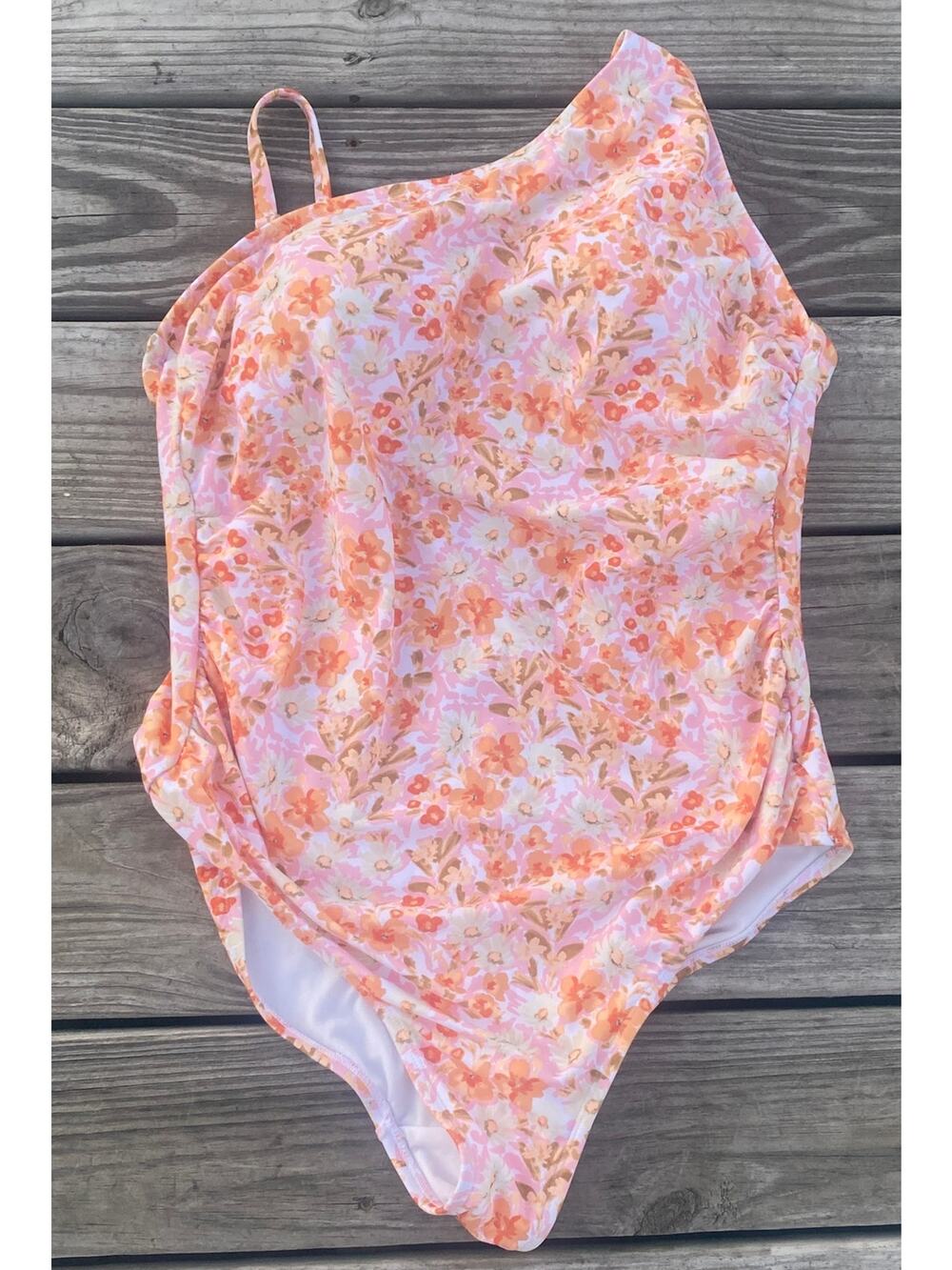 Kona Sol Orange and Pink Floral One Piece Swimsuit Size 20W